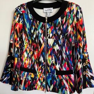 Joseph Ribkoff NWT Multi Color 2-Zip Jacket